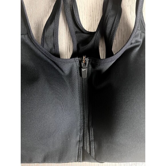 Nike Front Zip Racerback Strappy Sports Bra Black Women's Size Small New - Picture 2 of 6